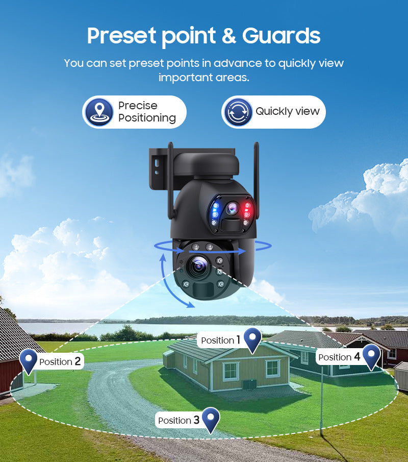 Dual Lens Dual Screen20Zoom7*24Solar Energy20W Hd600MP Metal Housing for Surveillance Camera