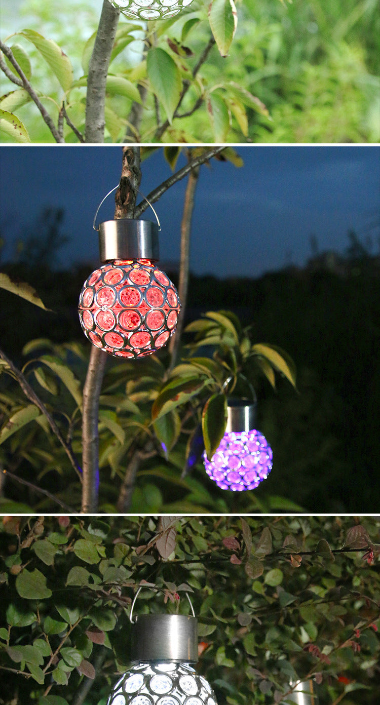 Solar Hanging Light Garden Garden Light Outdoor Waterproof LED Small Pendant Light with Light Control Hollow Lawn Villa Decorative Lamp