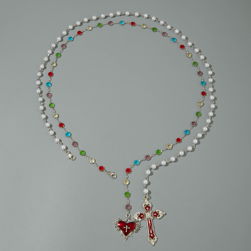 European and American Fashion Jewelry Beaded Tassel Double Layer Long Necklace Elegant Multi-layer Wear Y Type Necklace Ornament