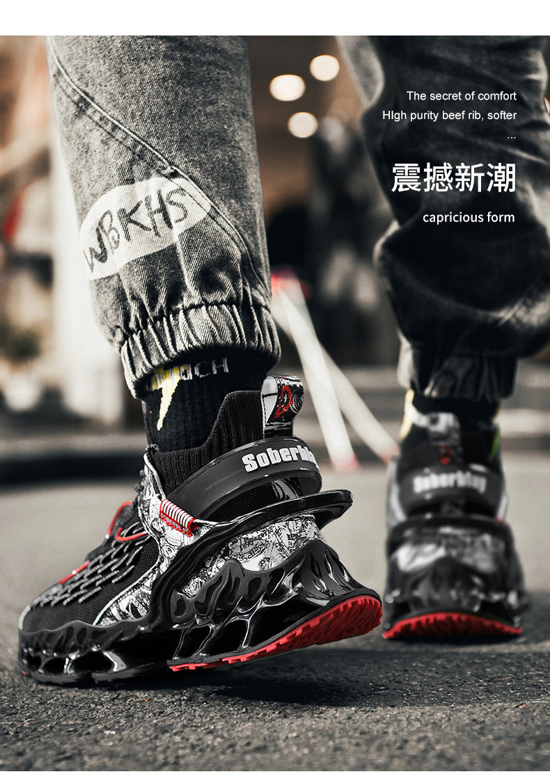 Chinese Style Men's Shoes Spring and Autumn Running Shoes Basketball Sports Shoes Ultra-light Shock-absorbing Breathable Running Blade Shoes Chinese Style Design