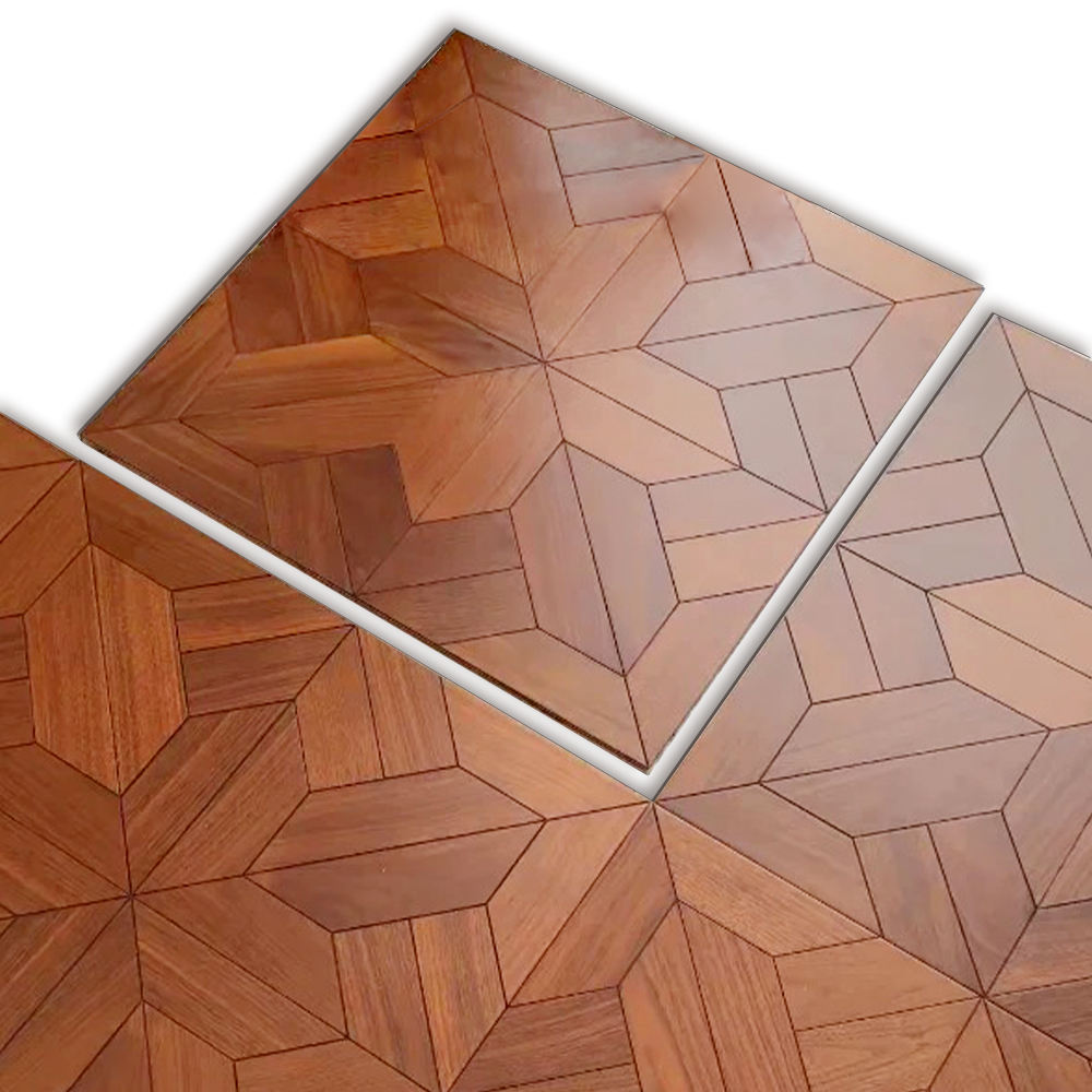 14mm Engineered Teak Square Parquet Flooring | Custom Decorative Wood Panels for Modern Villa Commercial Outdoor Use |