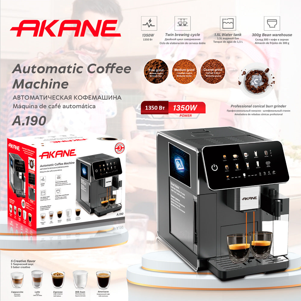 AKＡＮＥEuropean Standard Cross-Border Pump Pressure　Steam Milk Frother Household Small Semi-Automatic Italian Coffee Machine