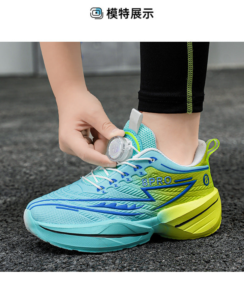 2025New Mesh Breathable Rotating Button Children's Shoes Student Training Running Shoes Red Rabbit Children's Mandarin Duck Sports Shoes