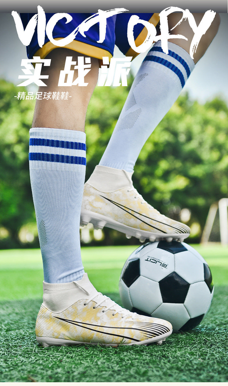 Football shoes high-top training shoes for teenagers, middle and primary school students AG Long Spike Broken Spike Rubber Spike Soccer Shoes