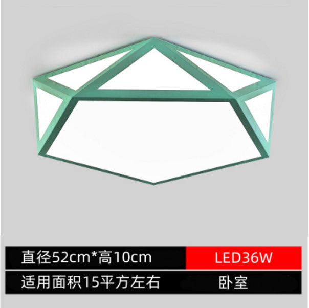 Minimalist Iron Art Acrylic Ceiling Light Nordic Diamond Geometric Hollow Children's Bedroom Colorful Macaron led Lamp