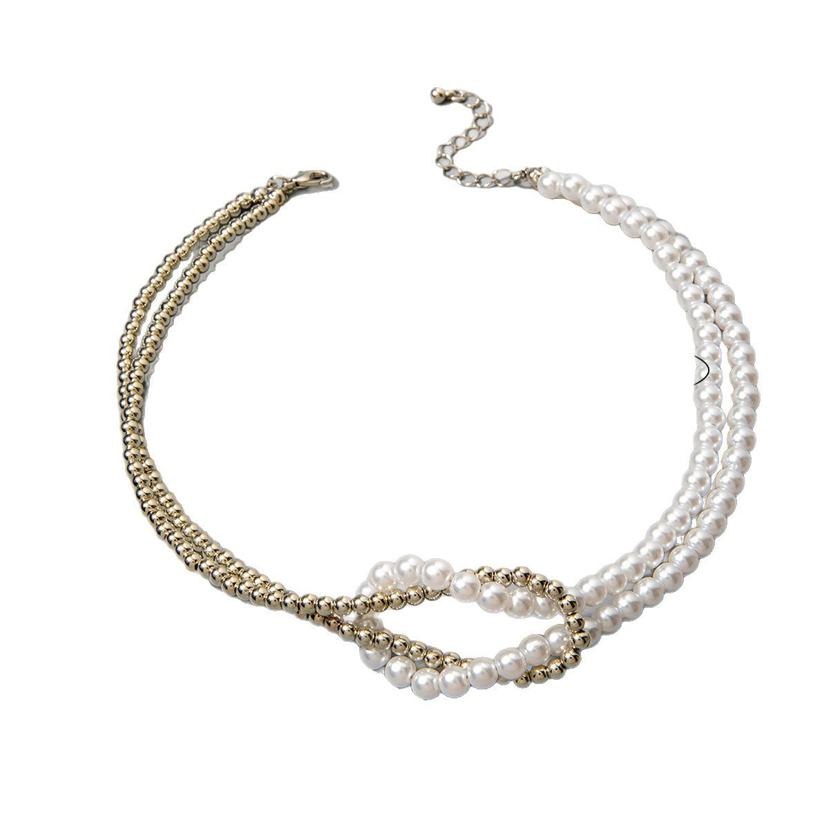 European and American Ornament  Simple Versatile Japanese and Korean Fresh Style Beaded Sugar Cube Round Bead Pearl Necklace Wholesale