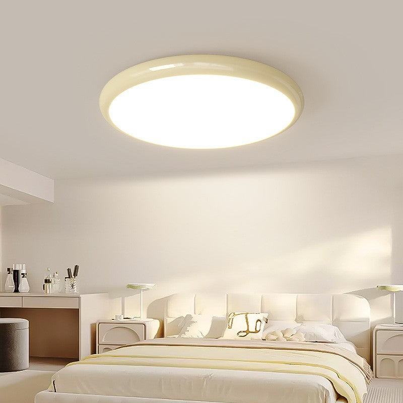 Cream style master bedroom lamp, round Nordic ceiling lamp LED Iron Art Study Lamp Creative Living Room Lamp Home Atmosphere