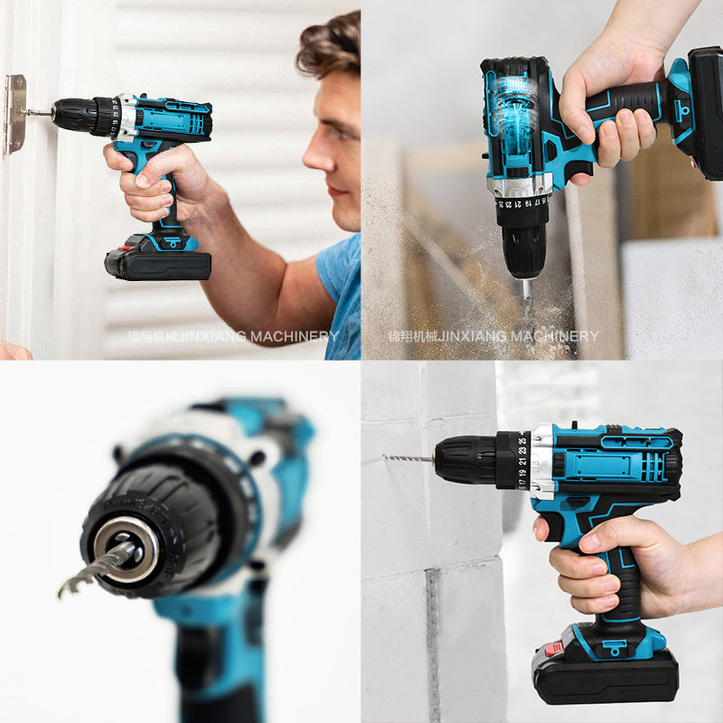 21v Multifunctional Lithium Electric Drill Set Rechargeable Hand Drill Household Impact Drill Pistol Drill Wholesale