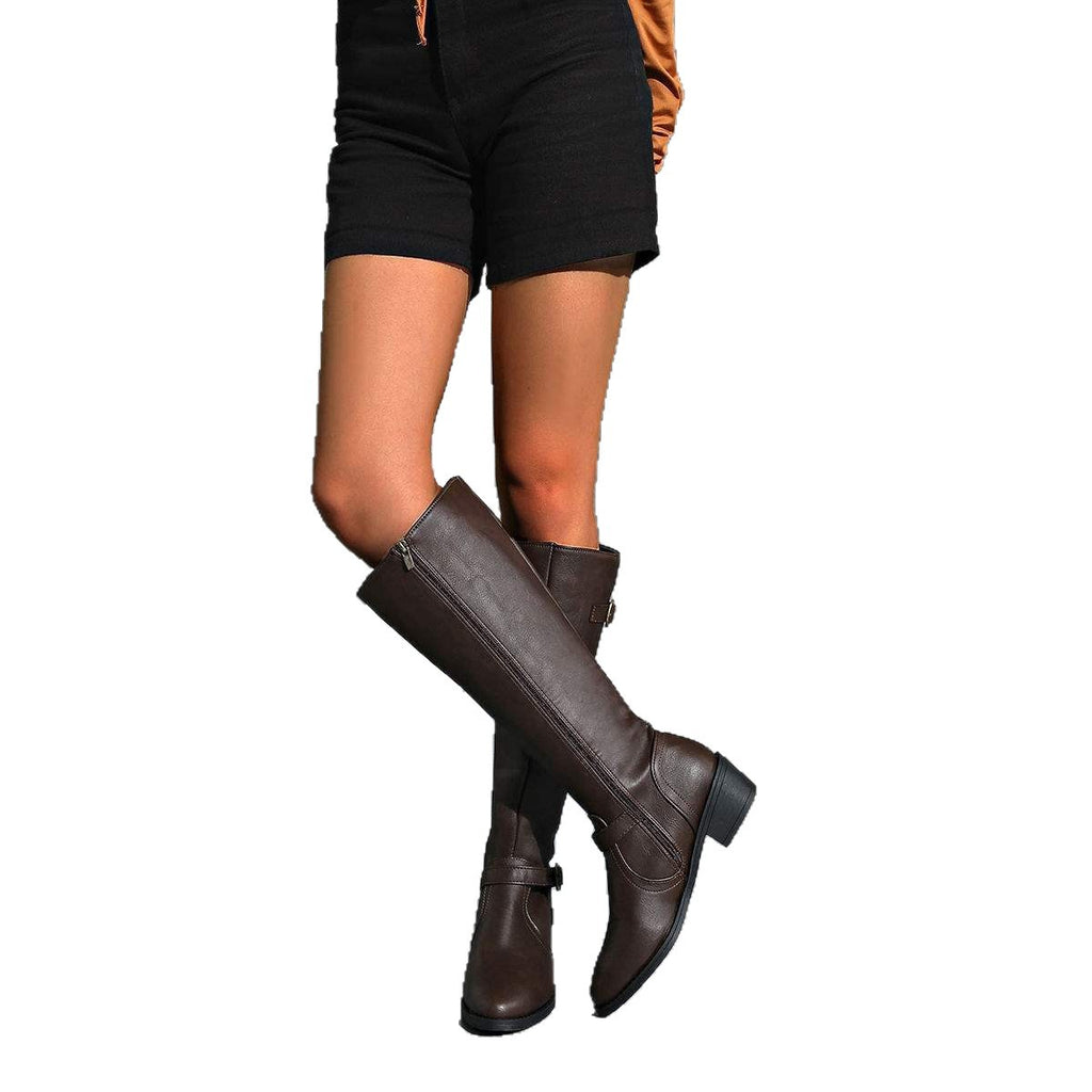 European and American Style Long Boots for Women Riding Boots2025New straight-leg boots mid-heel Martin boots knee-high boots