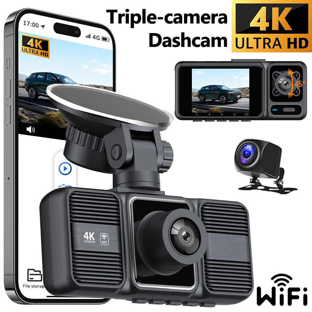 Dash Cam HD21/3-inch Lens WiFi Wide-angle Night Vision Vehicle Recorder4K Three recordings before and after