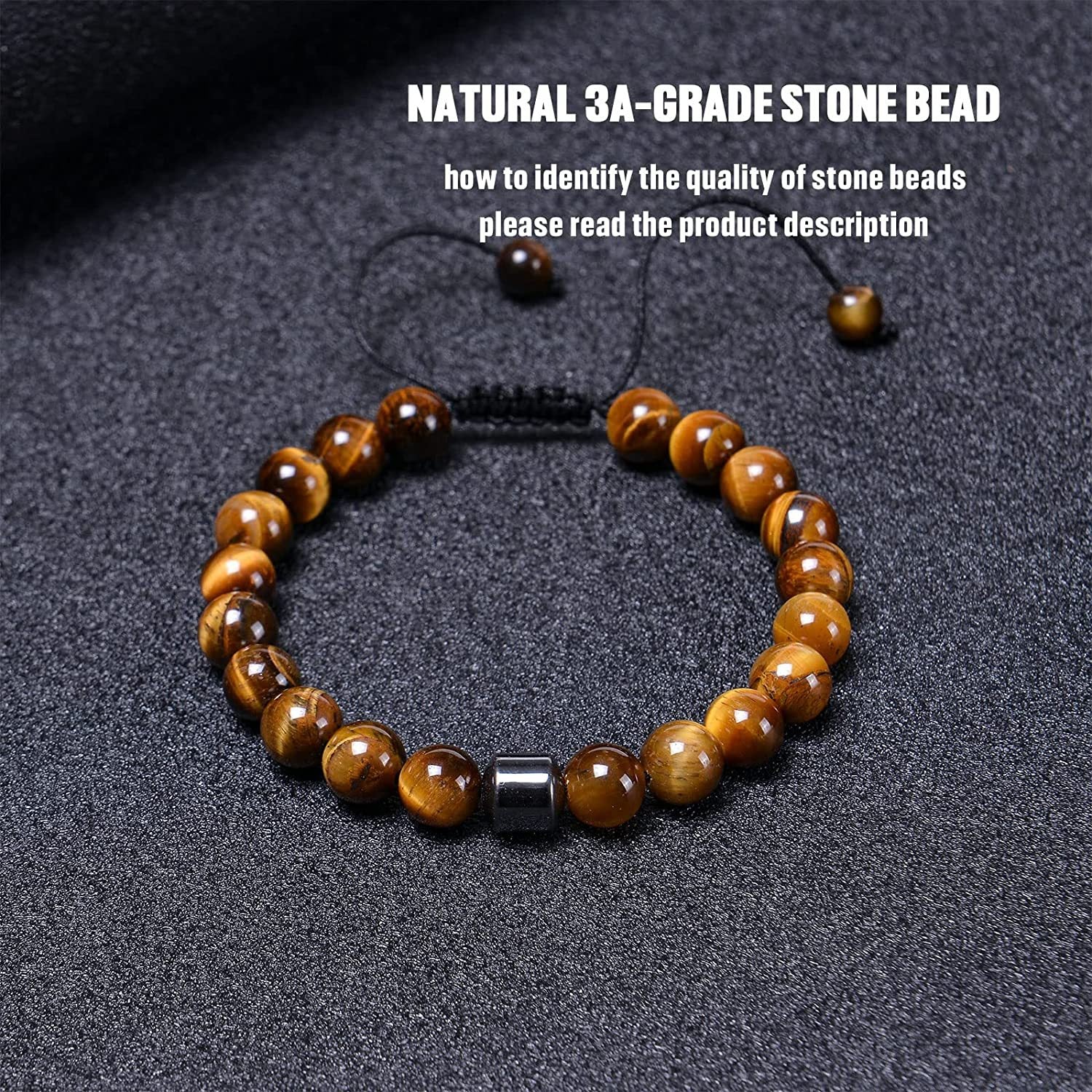 Popular Natural Tiger Eye Stone Alloy Bracelet Adjustable Braided Bracelet Factory Direct Sale