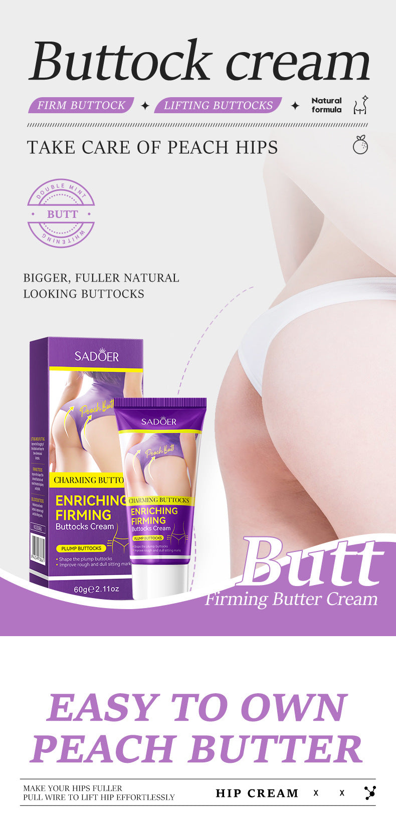 Full English Beauty Butt Cream60g SADOER Plump and Lift Butt Body Care Products  Wholesale