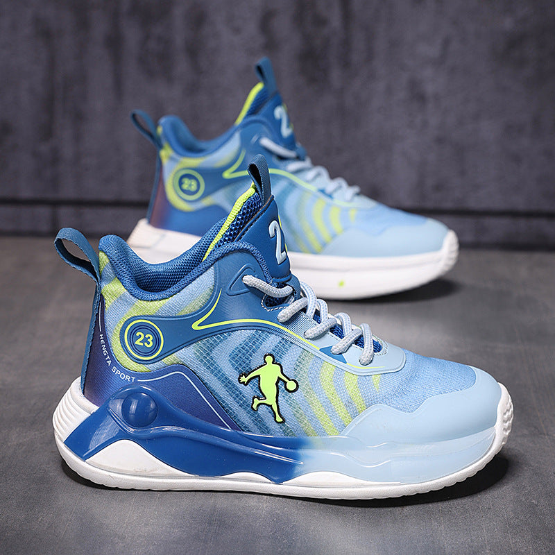 Big Kids Practical Basketball Shoes Children Professional Training Wear-Resistant Sneakers Mesh Breathable Non-Slip Running Sports Shoes