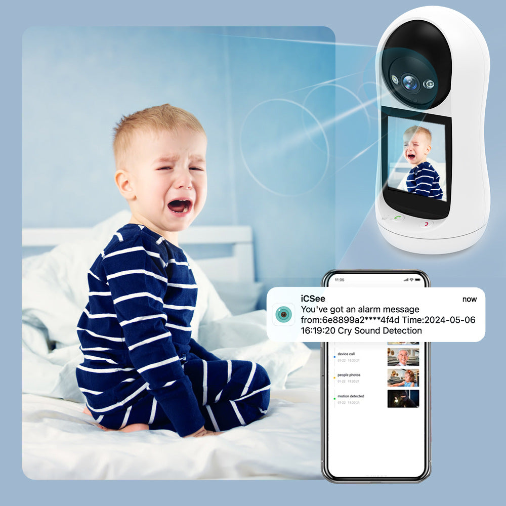 Smart Surveillance Camera with Visual Two-Way Video Call, One-Key Call, Screen, Home Baby Monitor, Infrared