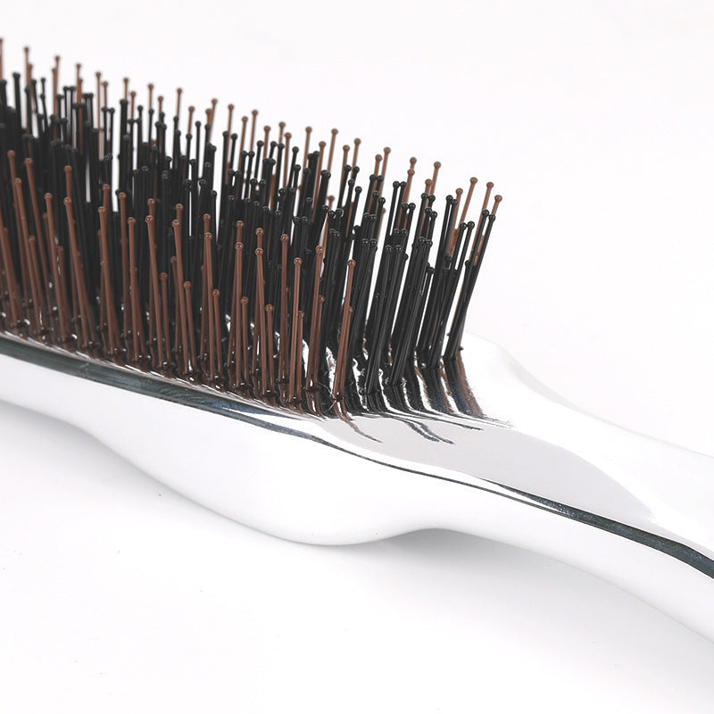 Electroplated Fine Needle Comb Head Meridian Massage Comb Scalp Cleaning Care Comb Dry and Wet Dual-use Portable Hairdressing Comb