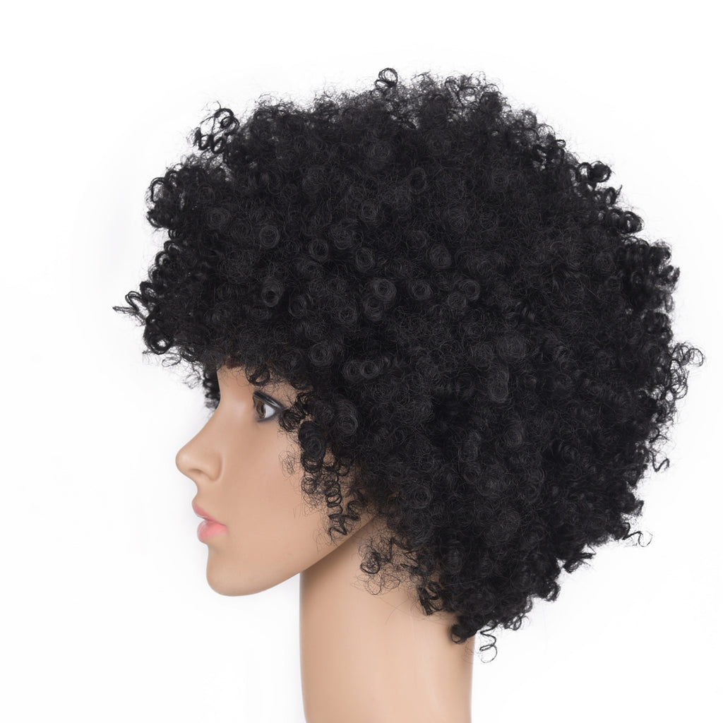 European and American New Style Hair Wig Cap Women's Short Hair Small Curl Black Hairpiece Brown Wholesale Bangs Natural Style