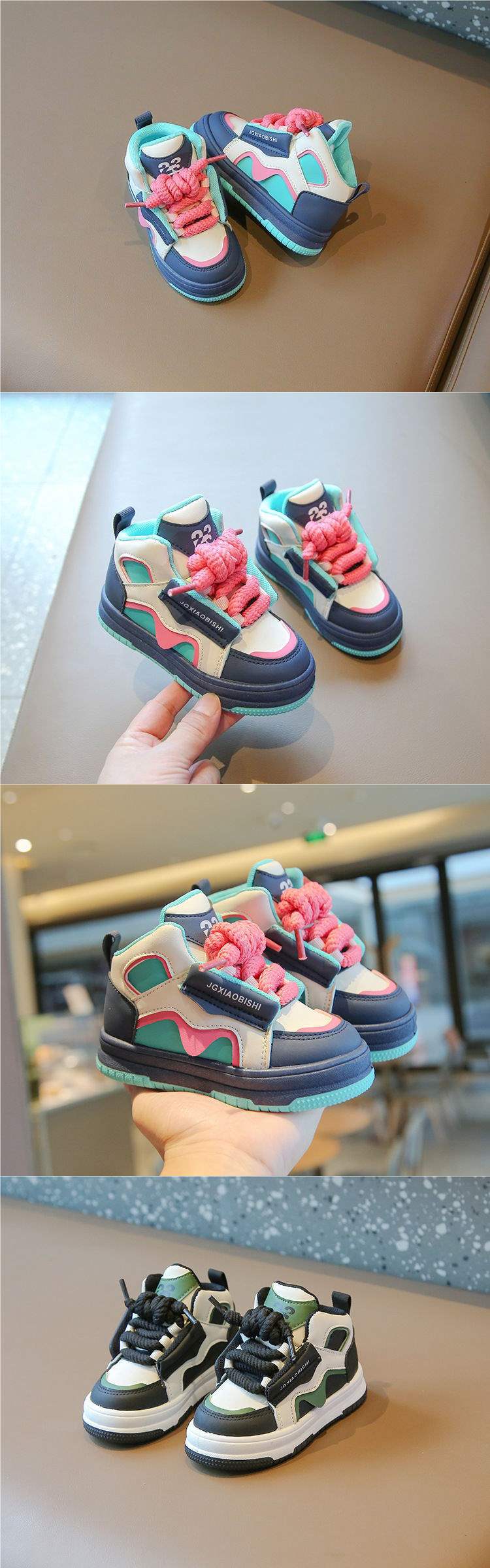 2025Spring Style Dad Shoes Children's Sports Shoes Boys' Casual Sneakers High-top Girls' Loafers Dopamine Kids' Shoes
