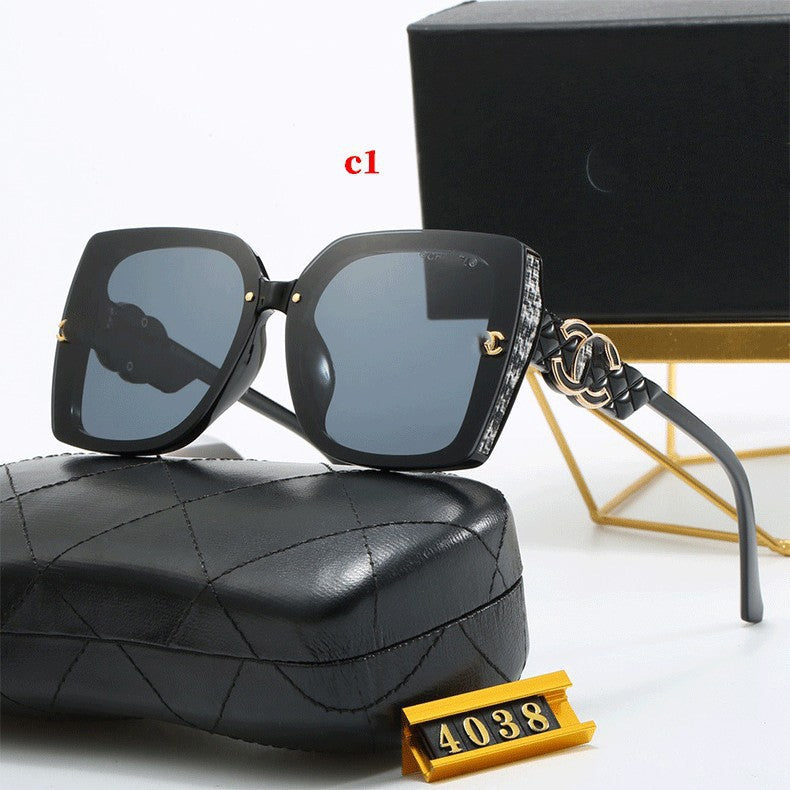European and American Fashion Sunglasses for Women, High-End Personality Sun Protection Shades, Large Frame Face-Slimming Glasses Wholesale4038