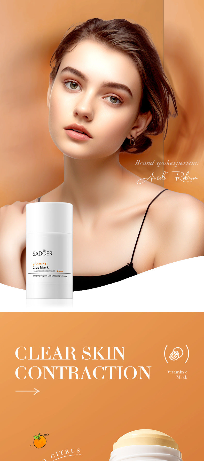 Full English Solid Face Mask40g SADOER Vitamin C Aloe Vera Mugwort Cleansing Mud Mask  Wholesale