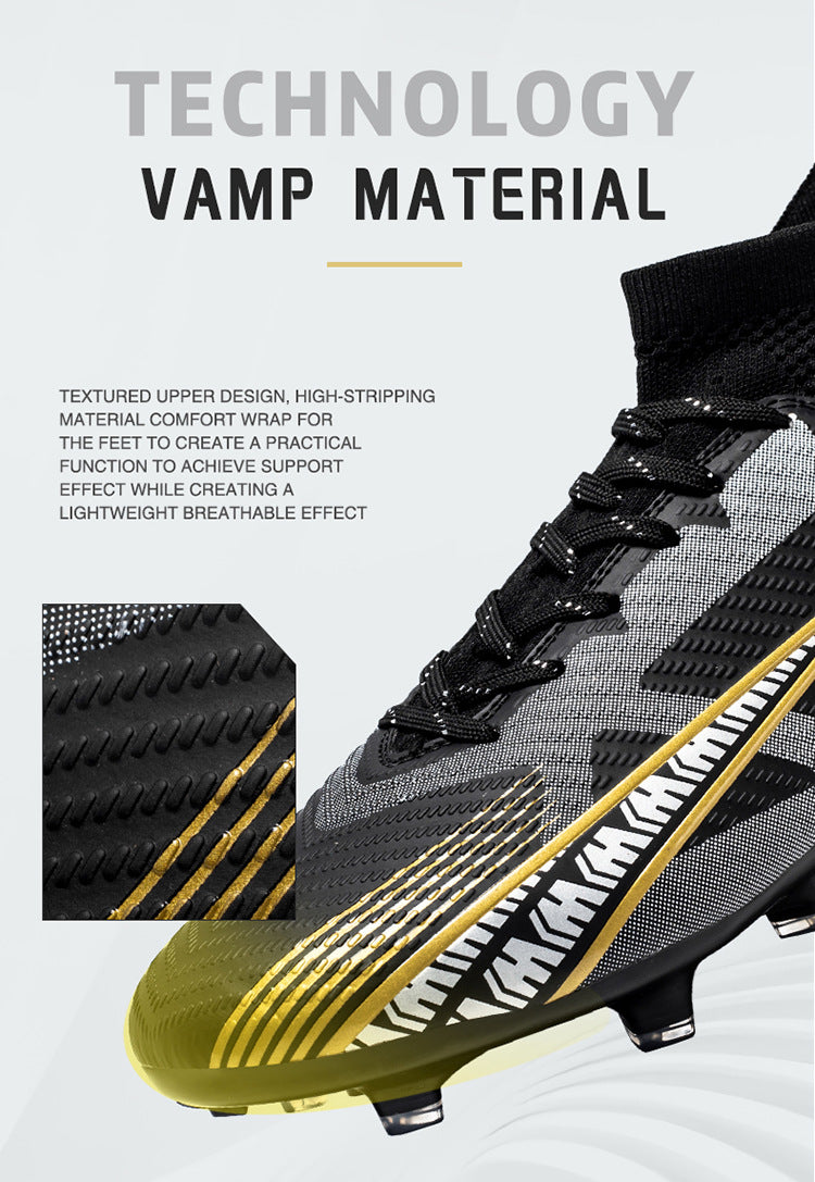 World Cup Football Shoes Men's High Top Long Spike Lawn Broken Spike Youth Student Competition Training Shoes