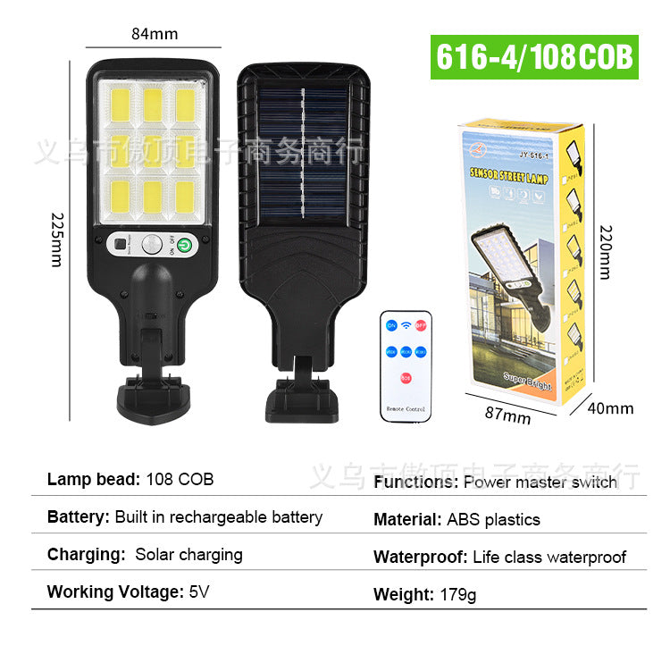Outdoor Solar Street Light New Human Body Sensing Garden Light with Remote Control LED Wall Lamp Waterproof Garden Light