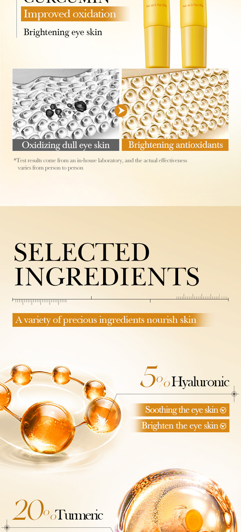 BIOAOUA Turmeric Antioxidant Soothing Eye Cream Brightening, moisturizing and moisturizing eye cream  foreign trade wholesale