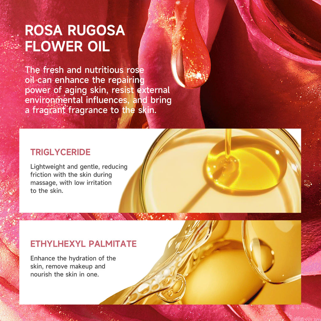 Exclusive Supply Rose Makeup Remover Balm Dissolving Makeup Eye Lip Face 3-in-1 Gentle Non-Irritating Makeup Remover Oil Lotion