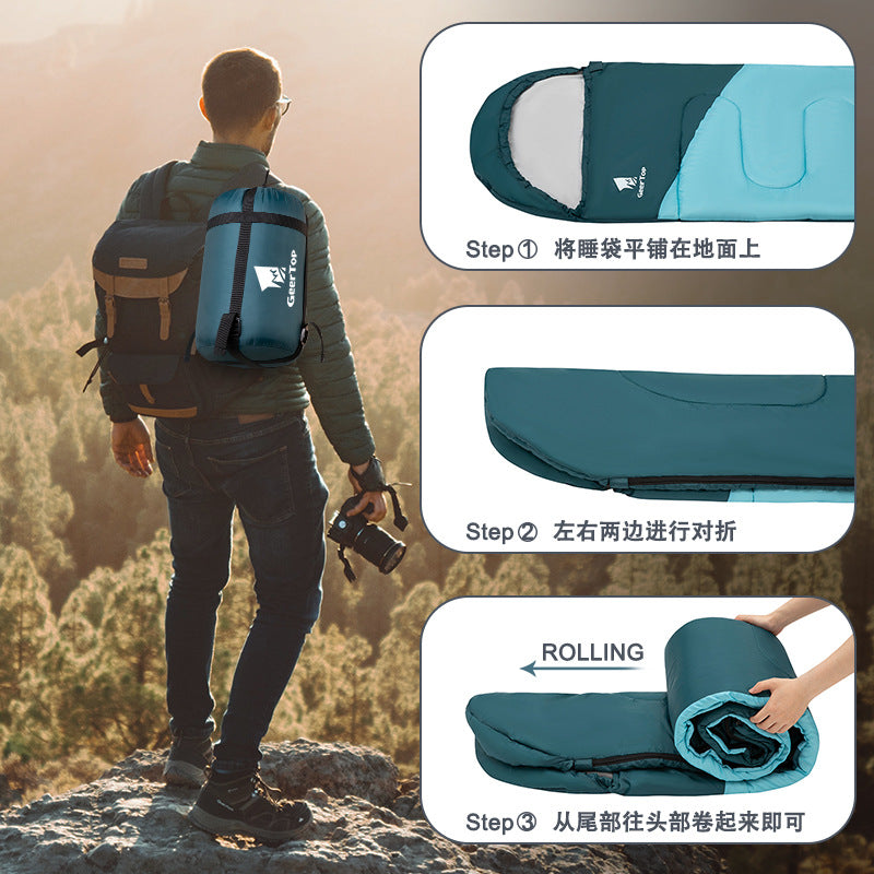 Envelope Style Spring and Autumn Adult Sleeping Bag Soft Thickened Indoor Nap Quilt Camping Portable Warm Sleeping Bag Outdoor