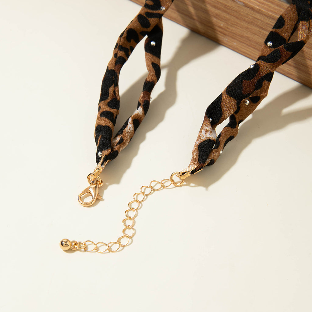 European and American Style Ocean-themed Cross Conch Starfish Pendant Leopard Print Exaggerated Necklace Collarbone Chain Jewelry