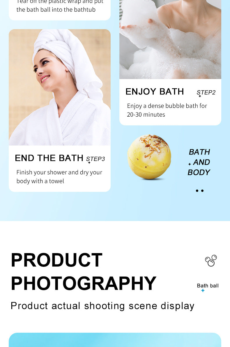 Full English Dried Flower Explosive Bath Salt Ball100gSADOER Clean Fragrance Bath Ball  Wholesale