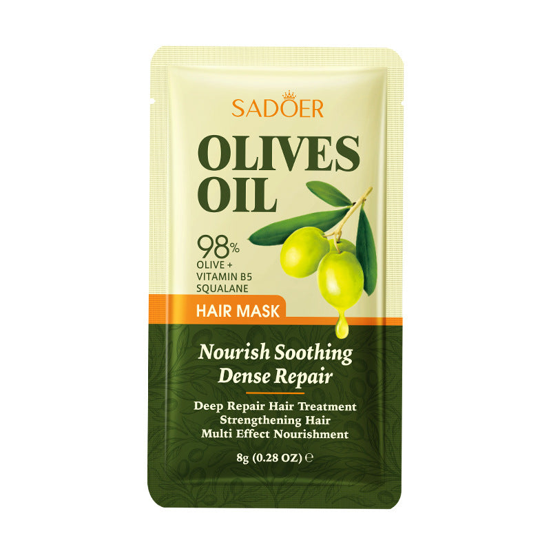 Olive Oil Hair Mask SADOER Repair and Improve Frizz Portable Sheet Hair Mask Cross-Border Wholesale