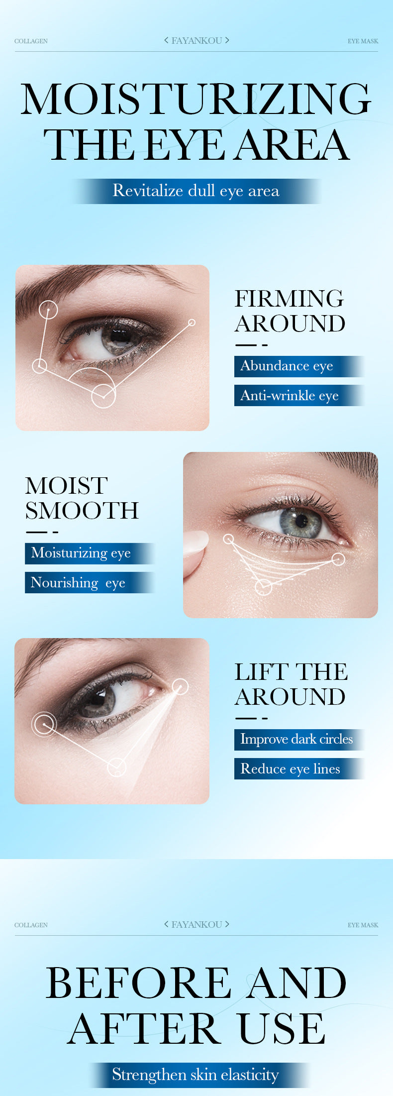 Full English Collagen Anti-Wrinkle Eye Mask FAYANKOU Moisturizing Noblewoman Eye Mask Eye Mask Patches  Wholesale