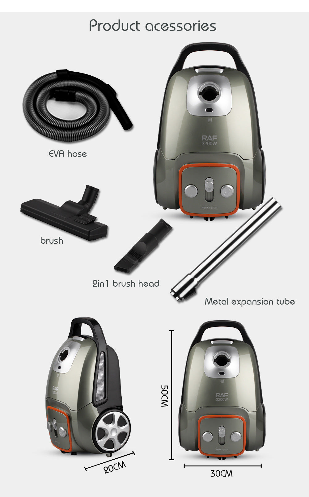 RAF Vacuum Cleaner Household Vacuum Cleaner for Bedroom and Living Room, Powerful Carpet Vacuum Cleaner with High Suction, Handheld Type