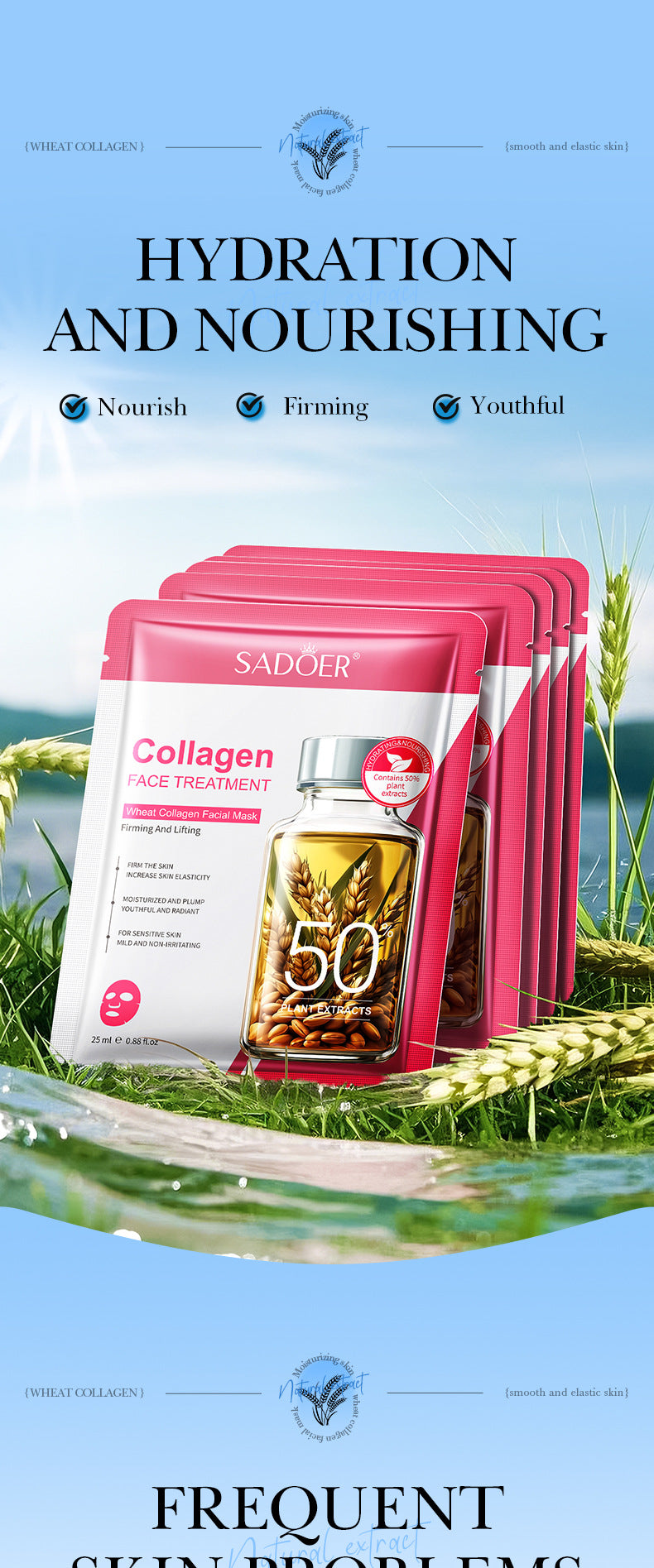 Cross-border Face Mask25ml Plant Series Wheat Olive Moisturizing Hydrating Mask Export Manufacturer Wholesale