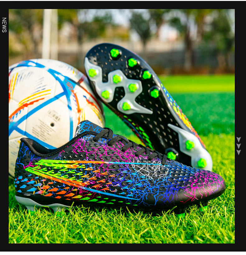 New professional football shoes for men and women AG Long Spike Colorful Multi-Color Youth Student Grass Competition Training Shoes