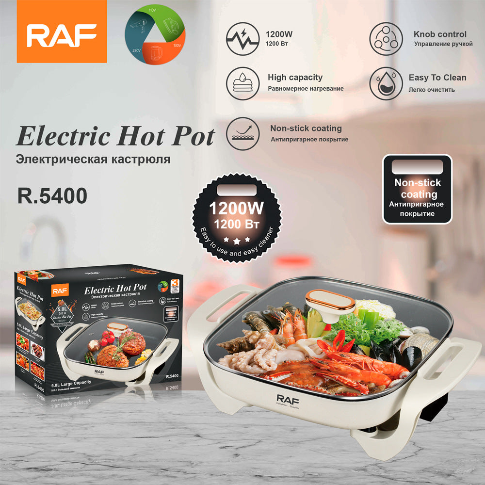 RAF European Standard Multifunctional Electric Cooker Electric Grill Home Electric Hot Pot BBQ Hot Pot All-in-One Electric Cooker5400