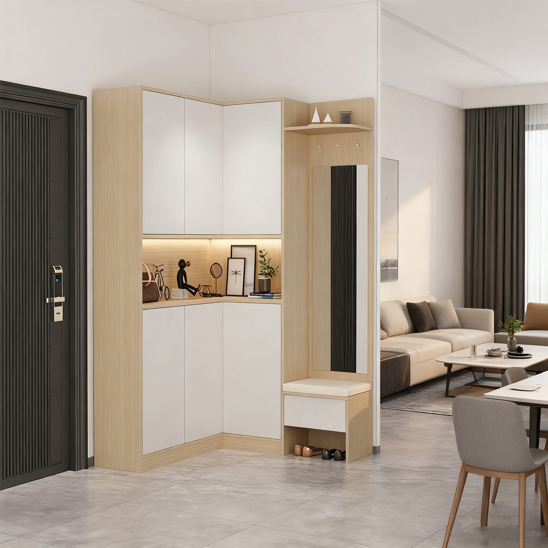 Honeycomb Aluminum Alloy Entryway Shoe Cabinet Custom Home Doorway Integrated Cabinet Wall Storage Factory Direct