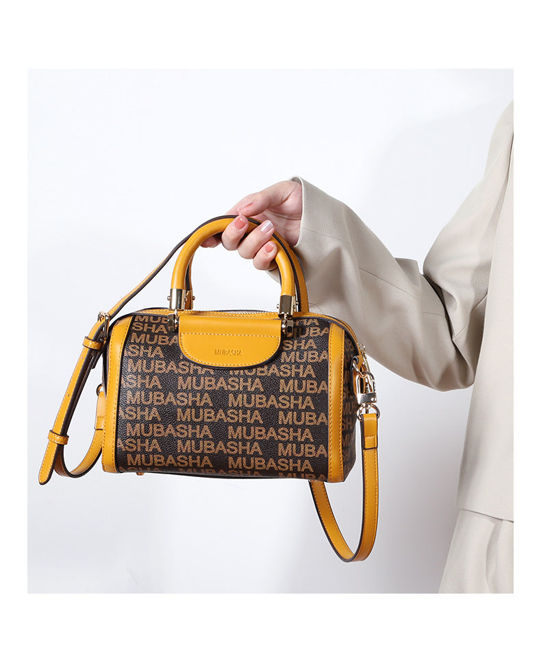 2024New Fashion Boston Bag Printed Retro Pillow Bag Handheld Shoulder Bag Personalized Crossbody Bag European and American Style Bag