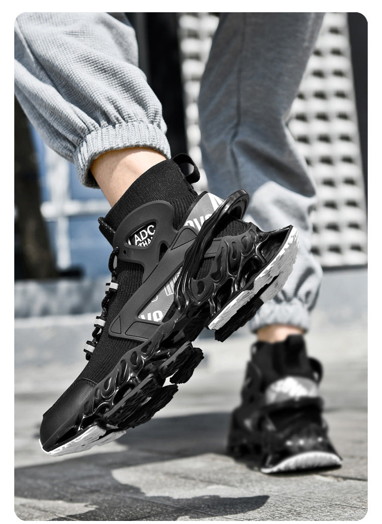 Men's Shoes National Trend Height-Increasing High-Top High-Elastic Running Shoes Basketball Shoes Ultra-Light Shock-Absorbing Running Blade-Sharp Flyknit Sports Shoes