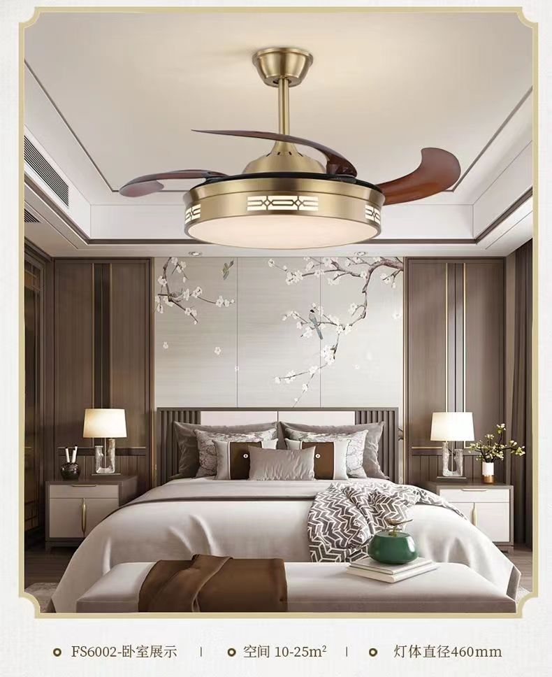 All-Copper Invisible Fan Light Luxury Simple Ceiling Light Designer Modern Living Room Dining Room Bedroom Chandelier Pure Copper