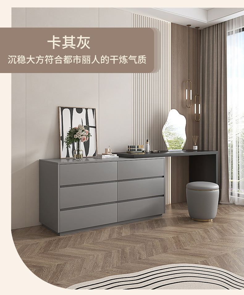 Solid Wood Dressing Table Bedroom Chest of Drawers Integrated Makeup Mirror Dressing Table Storage Cabinet Light Luxury Extendable Makeup Desk