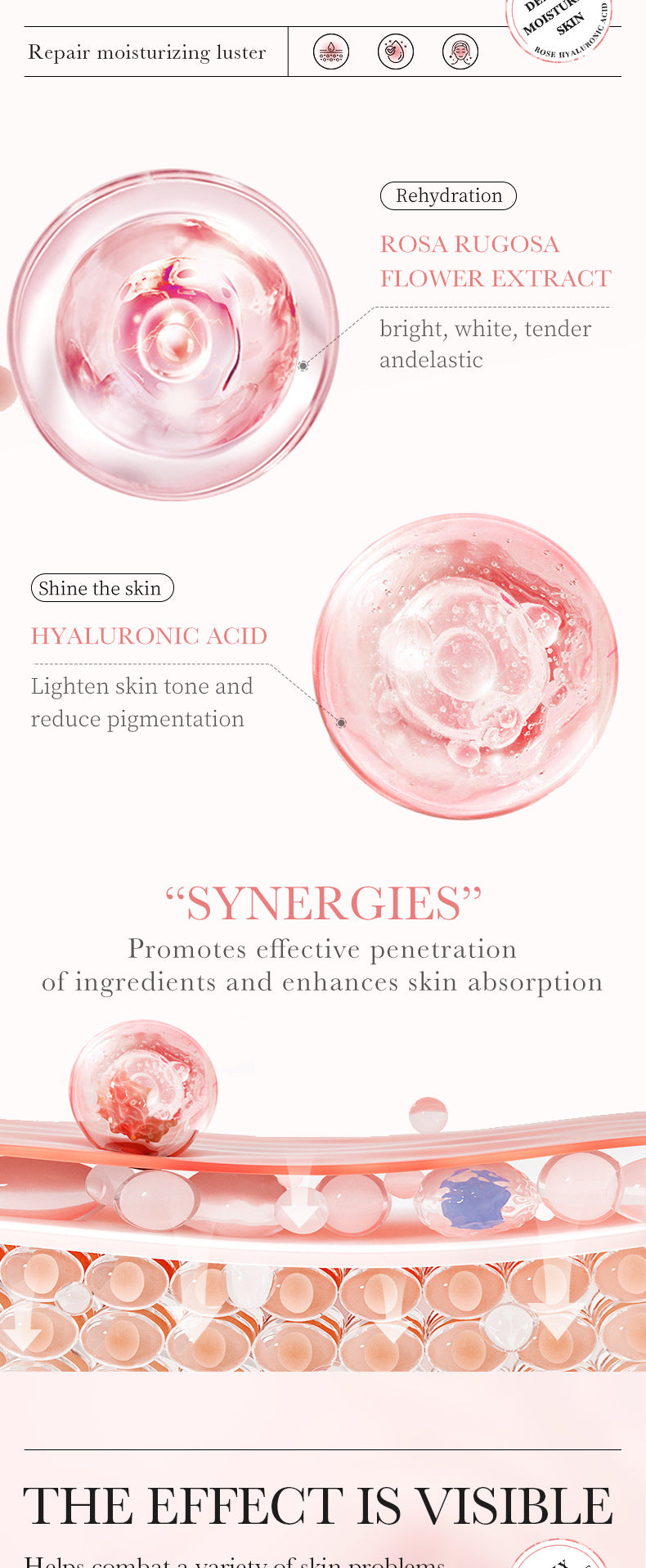 BIOAOUA Rose Hyaluronic Acid Moisturizing Six-piece Set Hydrating skin care product set  wholesale