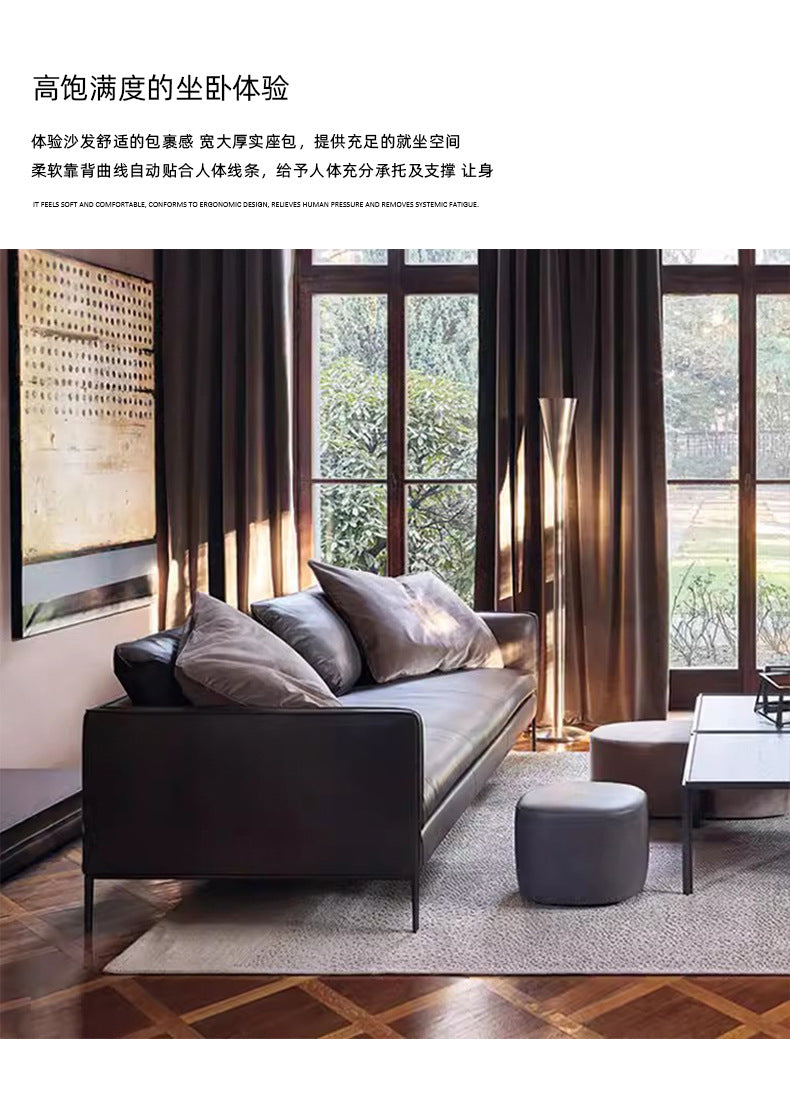 Italian Minimalist Genuine Leather Sofa Light Luxury Simple Modern Latex Nordic Down Living Room Combination Small Apartment Sofa Shipping and tax not included