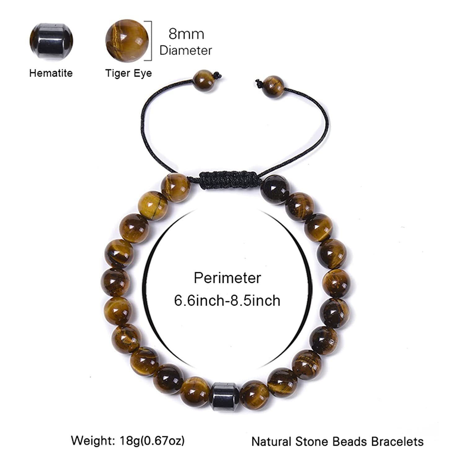 Popular Natural Tiger Eye Stone Alloy Bracelet Adjustable Braided Bracelet Factory Direct Sale