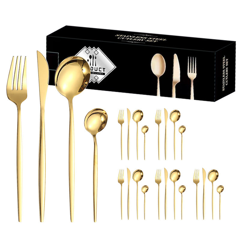 410Stainless Steel Cutlery Western Steak Knife Fork Spoon6People Serving Hotel Restaurant Portugal24Piece Suit