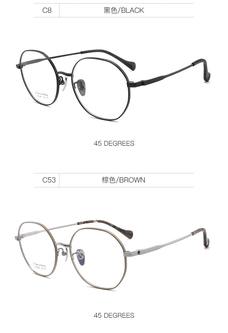 New Fashion Pure Titanium Retro Glasses Frame Round Frame Glasses Unisex Metal Frame Exquisite