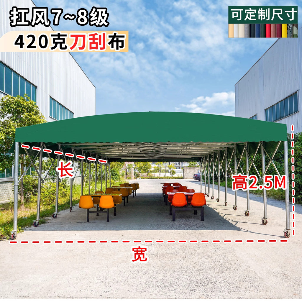 Outdoor Mobile Tent Activity Canopy Large Warehouse Push-Pull Shed Retractable Folding Sunshade Tent Night Market Stall Rain Shelter