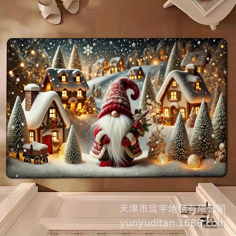 Christmas Flannel Doormat Holiday Decoration Entrance Mat Bathroom Water Absorbent Non-Slip Mat Customizable