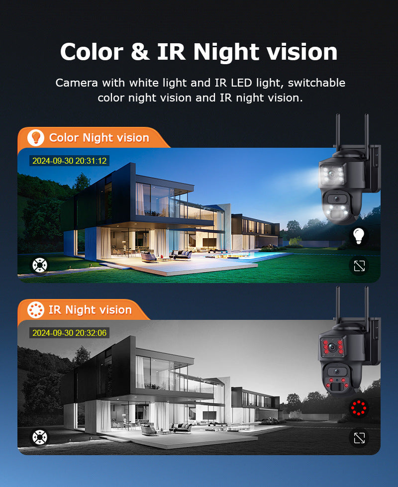 600Megapixel HD Dual Screen Solar Surveillance 4G/WIFI Outdoor Camera Monitoring Special Wholesale