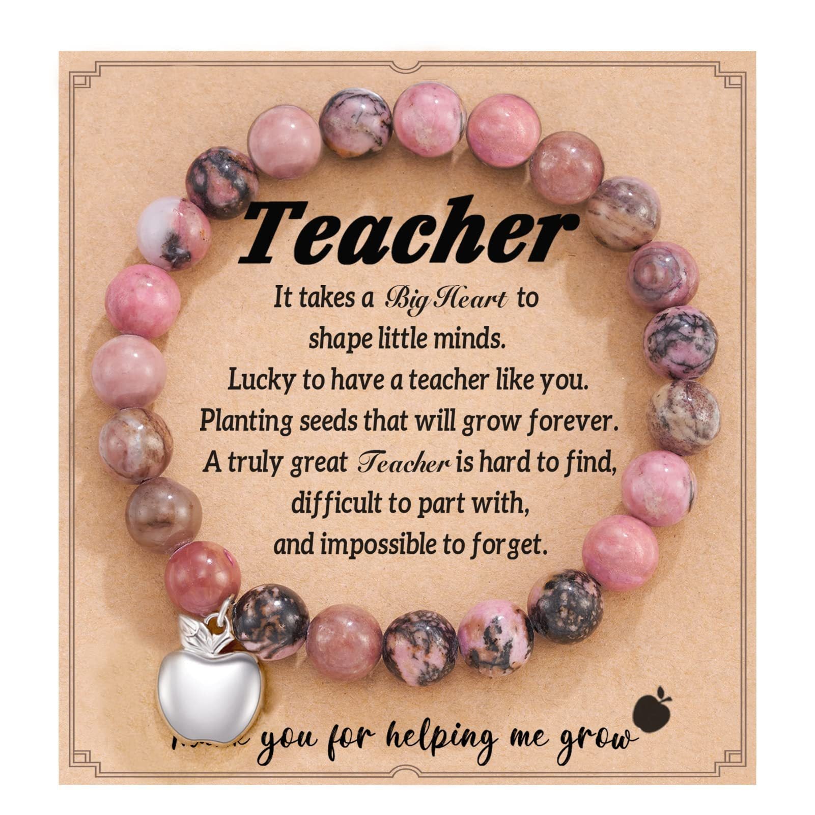 Teacher's Day Apple Pendant Bracelet Graduation Season Gift Lapis Lazuli Heart Pink Zebra Purple Agate Graduation Season Bracelet